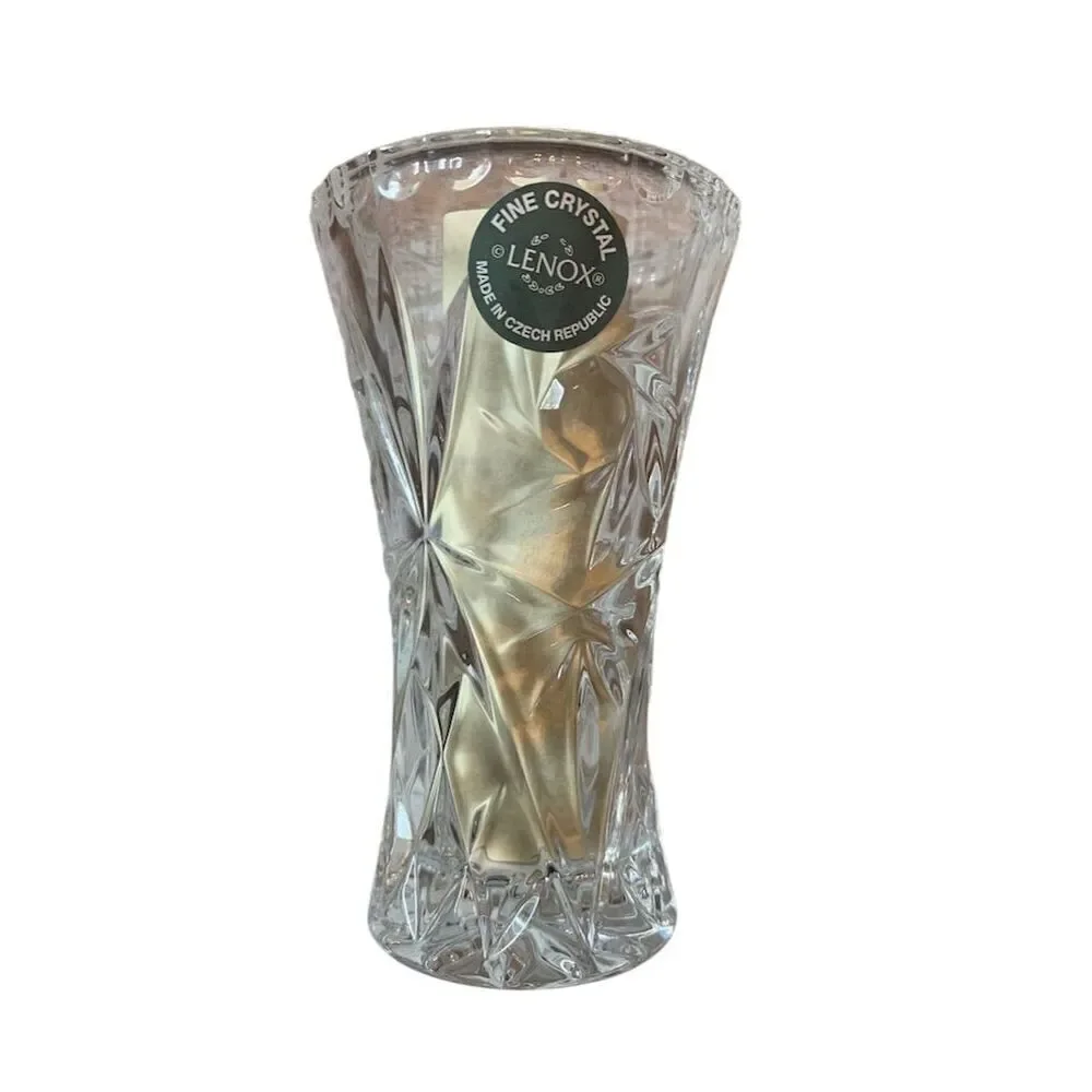 2 Lenox Fine Crystal Star Vase Elegant Flared Rim Intricate Cuts